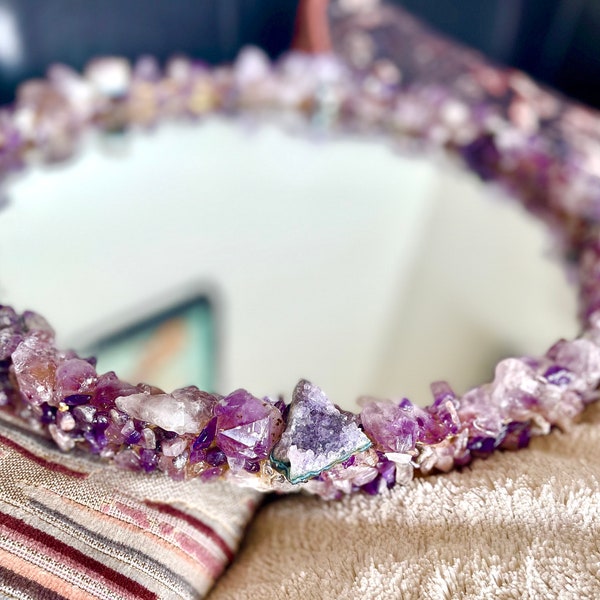 MADE TO ORDER- Amethyst Crystal Mirror