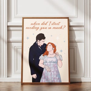 Penelope and Colin Bridgerton Art Print | Regency Romance Art, Bridgerton Accessory, Romance Reader Gift, Book Lover, Polin Wall Decor