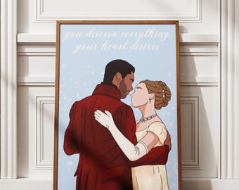 Simon and Daphne Bridgerton Art Print | Regency Romance Art, Bridgerton Accessory, Romance Reader Gift, Book Lover, Daphmon Wall Decor