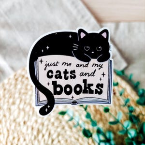 Cats and Books | Book Lover Gift, Cat Mom, Sticker for Readers, Bookish Sticker, Bookish Merch, Gift for Readers, Cat Sticker