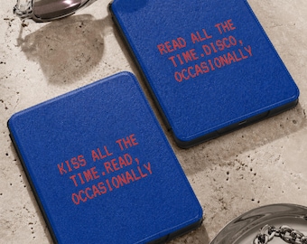 Read Kiss Disco (Blue) | Kindle Magnetic Case Hand Strap Paperwhite Signature | E-Reader Bookish Book Lover Protective Cover Music Fan Gift