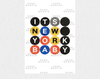 NY Baby (White) | Physical Poster Aesthetic Modern Decor Wall Art Fan Gift NYC Subway New York Kiwi Retro Kissco Harry Styles Trendy