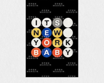 NY Baby (Black) | Physical Poster Aesthetic Modern Decor Wall Art Fan Gift NYC Subway New York Kiwi Retro Kissco Harry Styles Trendy