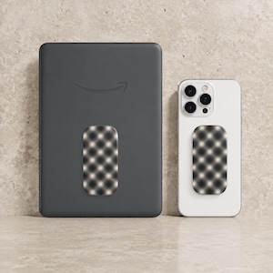 Smoky Plaid | Grip Stand for Phone Kindle E-Reader iPhone Android Pixel Holder Bookish Tech Accessory Reusable Adhesive Chic Minimal Modern