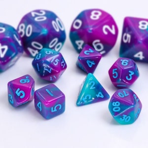 Purple and Teal Mini DnD Dice Set | Dungeons and Dragons | Miniature Dice Set| DnD Dice | DnD Dice Set