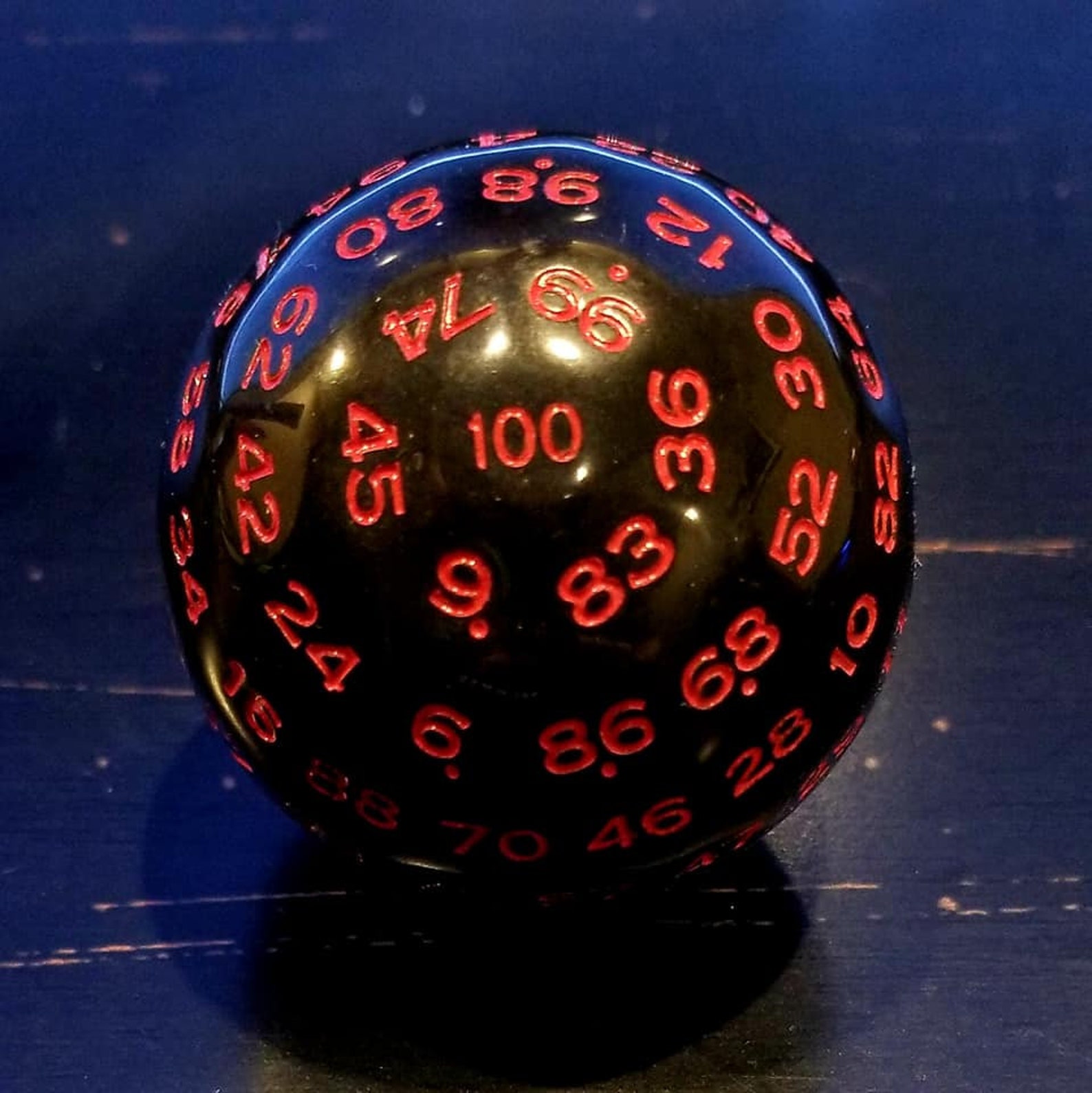 D100 Black and Red 100 Sided Die D100 Game Dice 100 Sides Etsy