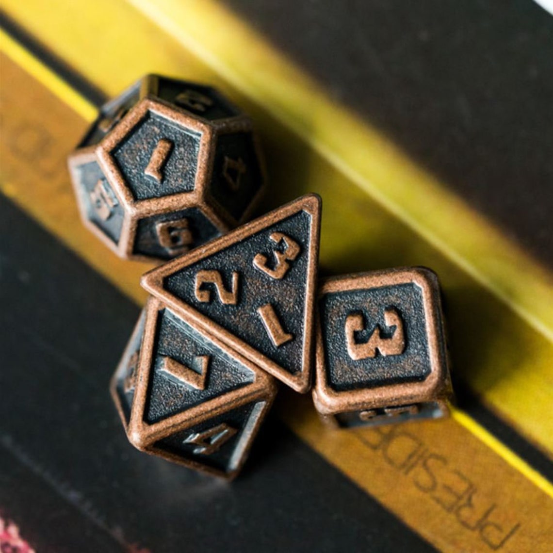 Bronze Mini Metal Dice Set Polyhedral RPG Dnd Dungeons Etsy