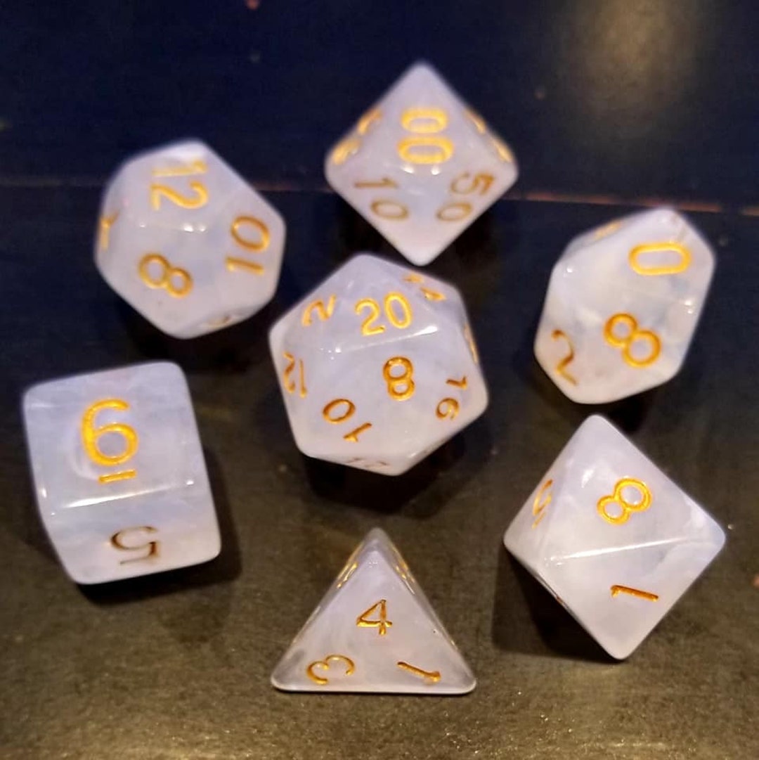White Jade Dnd Dice Set Dungeons and Dragons 7 Dice RPG Etsy