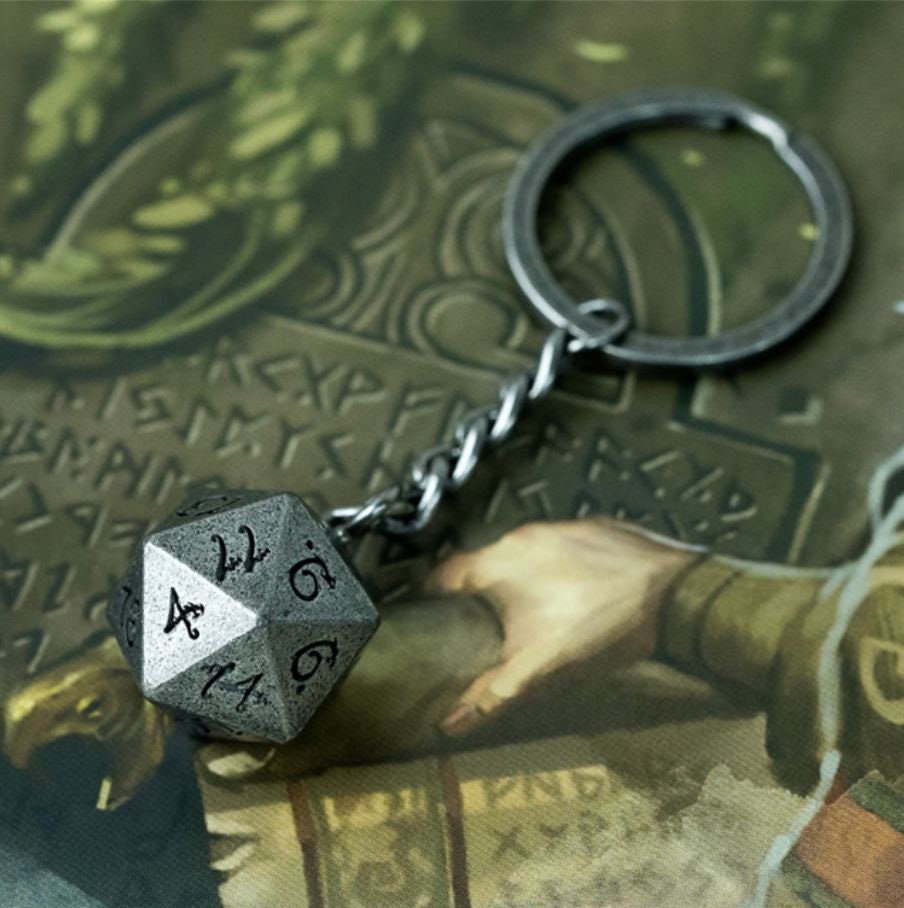 Metal D20 Keychain Dnd Dice Dungeons and Dragons Metal Etsy