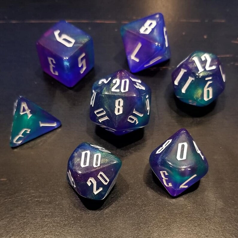 Northern Lights 7 RPG Dice Set Polyhedral 5E DND Dungeons Etsy