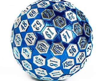 Blue Metal d100 Die | Dungeons and Dragons | 100 Sided Dice | DnD Dice | DnD Dice Set