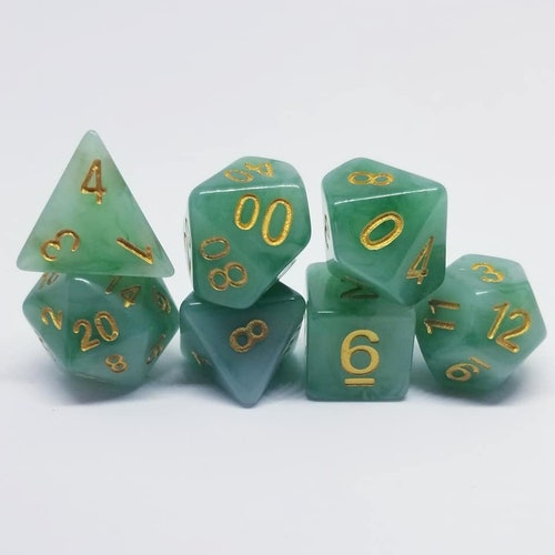 Jade Green Dnd Dice Set Dungeons and Dragons 7 Dice RPG Etsy