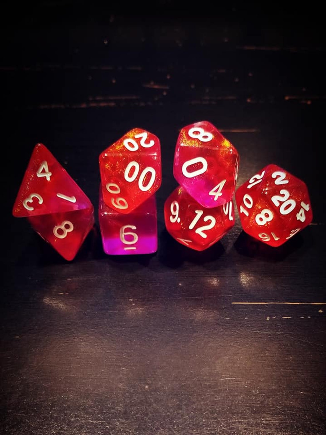 Mystic Red Dice Set Polyhedral RPG Dnd Dungeons Dragons Etsy