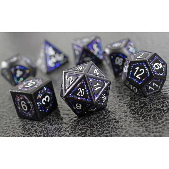 Set di dadi DnD in metallo Underdark Glimmer / Dungeons and