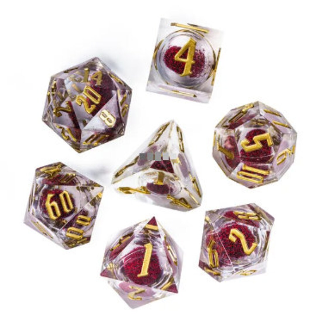 Bloodfire Blaze Liquid Core Resin Dnd Dice Set Dungeons and Dragons Precision Resin Dice Dnd