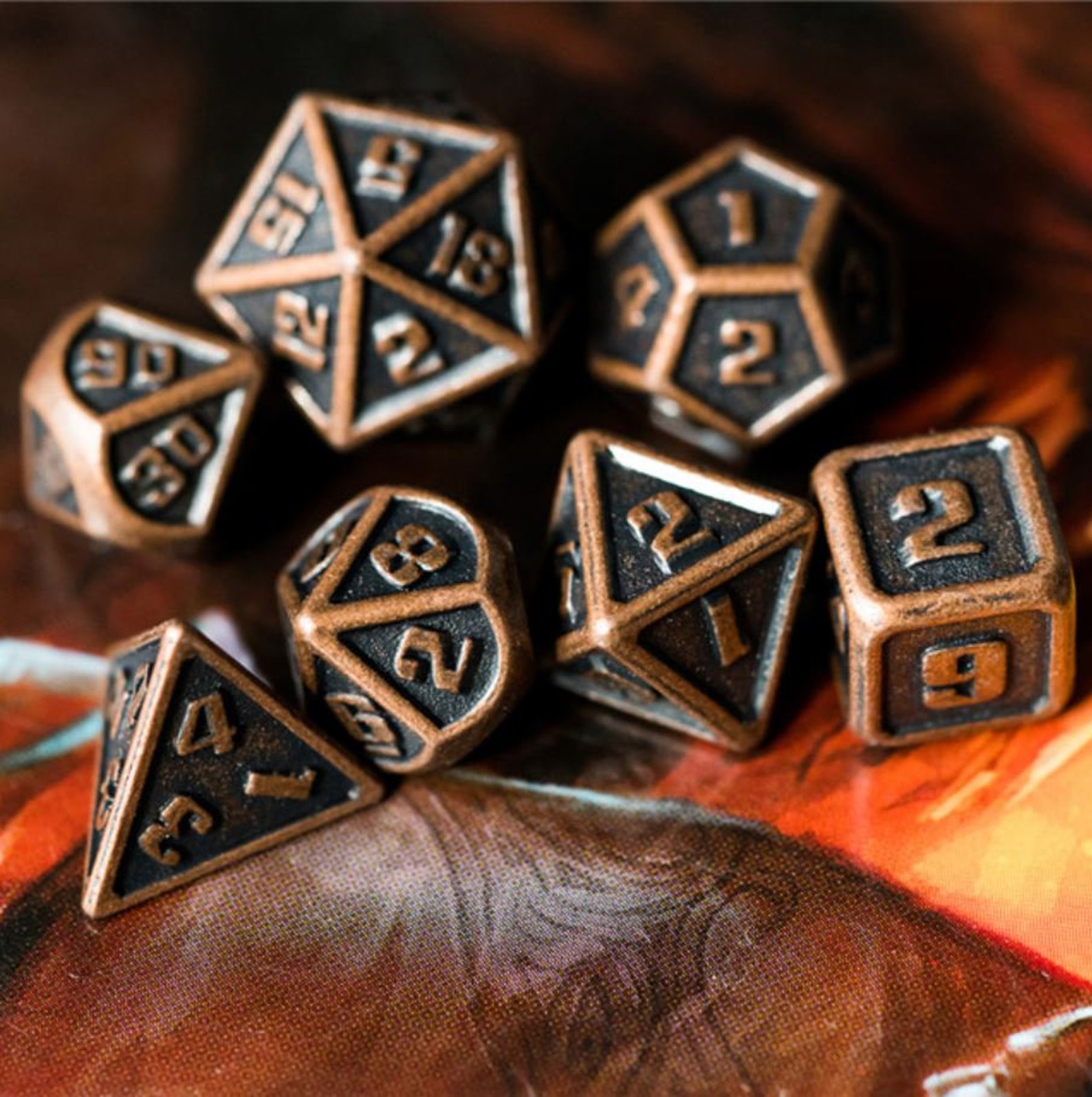 Bronze Mini Metal Dice Set Polyhedral RPG Dnd Dungeons Etsy