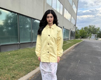 Pastel Yellow Hooded Raincoat Jacket