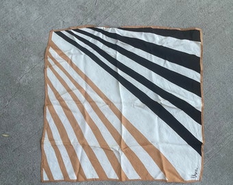 Vintage 1960s scarf Vera Neumann modernist op art black gold white modern art silk scarf hand rolled gorgeous graphics MCM MOD