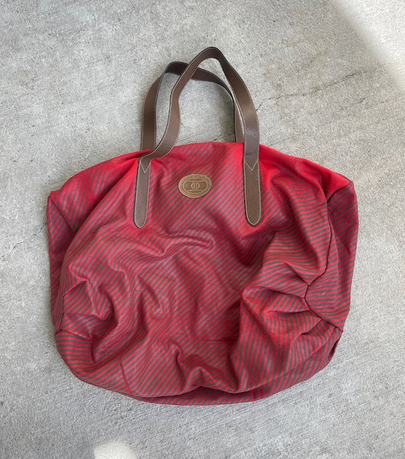 Vintage 1980s GUCCI Accessory Collection Tote Red Brown Vintage 1980s GUCCI Accessory Collection Tote Red Brown
