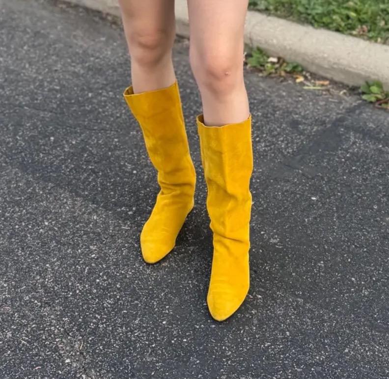 YELLO GIG FLAT LONG BOOTS L YELLO / MAIN CHICK LOOSE FIT LONG BOOTS