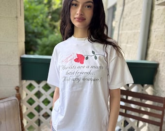 Vintage 1980s Florist Graphic Tee, Single Stitch Soft Cotton