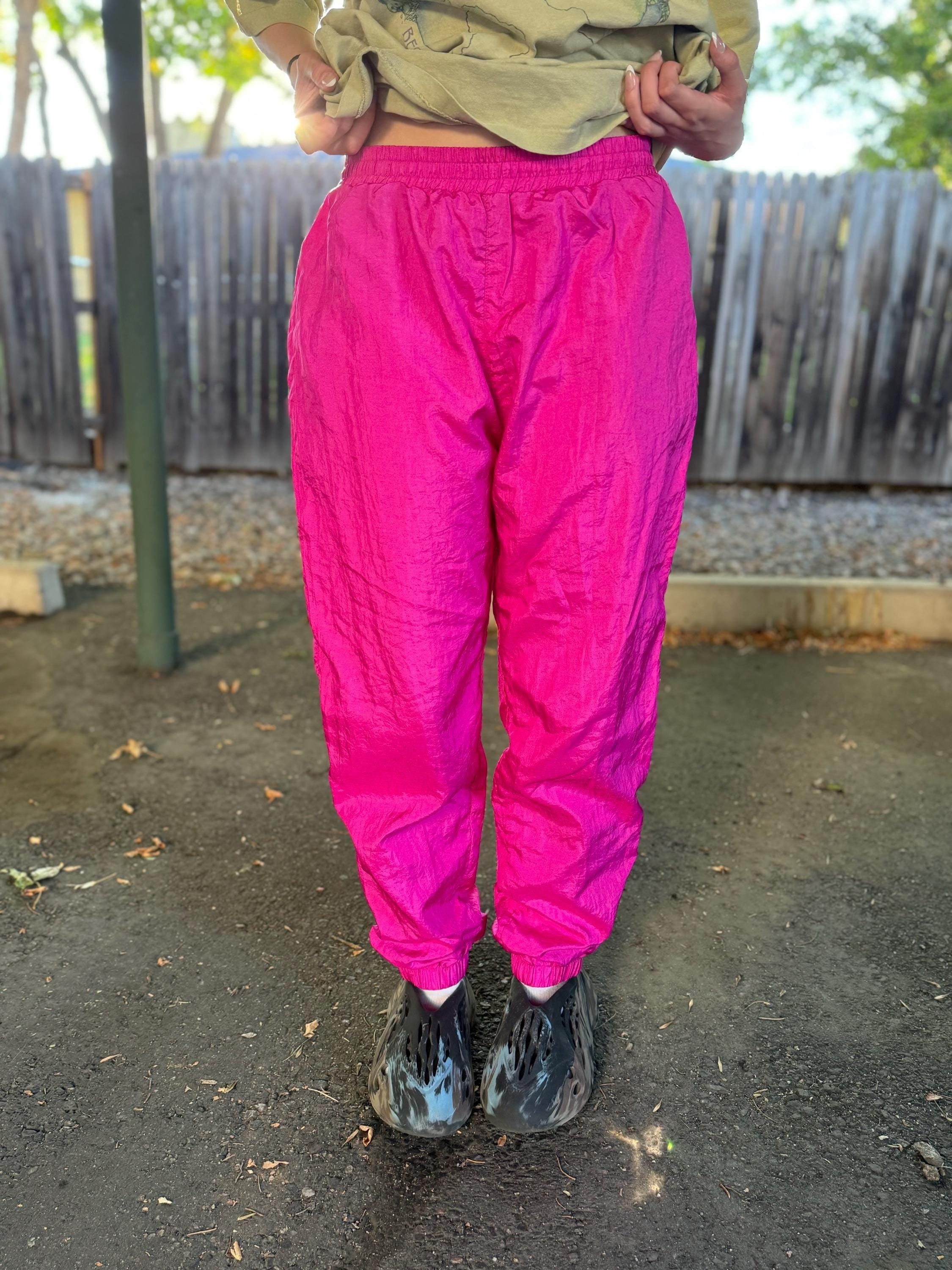 Vintage 1980s Parachute Pants Hot Pink Neon Chic Pull on