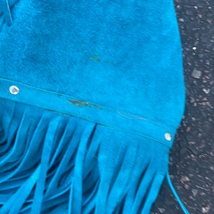 Vintage 1960s hot blue suede fringe studded vest HIPPIE bright blue coolest fringe boho vest CHIC Beatles summer of love handmade image 9