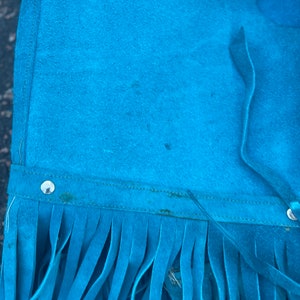 Vintage 1960s hot blue suede fringe studded vest HIPPIE bright blue coolest fringe boho vest CHIC Beatles summer of love handmade image 10