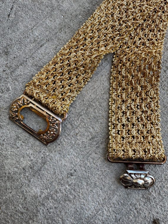 Vintage 1960s Gold Stretchy Belt, Ornate Clasp, Adjustable  display picture 1