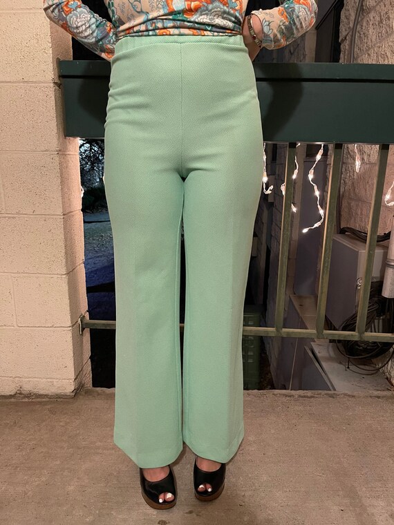 Vintage 1970s Bell Bottoms Mint Green 