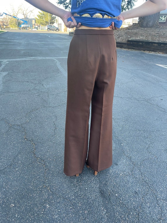 Vintage 1970s high waisted brown bell bottoms sla… - image 4