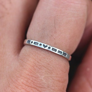 Sterling Silver Morse Code Ring: Custom Secret Message, Dainty Band