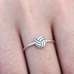 Dainty Volleyball Ring: Solid 925 Sterling Silver Ball Jewelry