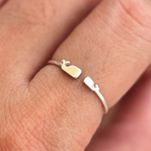 solid 925 silver famliy whale ring,mother and daughter ring,silver ring,Mom and Baby ring,Mom and Me jewelry,Mom and Me,animal lover jewelry
