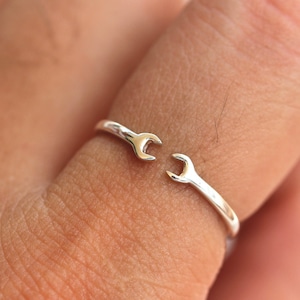 925 Sterling Silver Spanner Wrench Ring,silver tool ring,hand tools ring