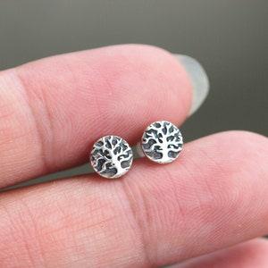 Sterling Silver Pine Tree Stud Earrings: Dainty Evergreen Jewelry
