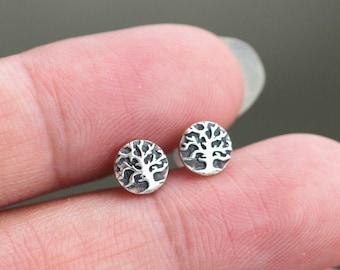 Sterling Silver Pine Tree Stud Earrings: Dainty Evergreen Jewelry
