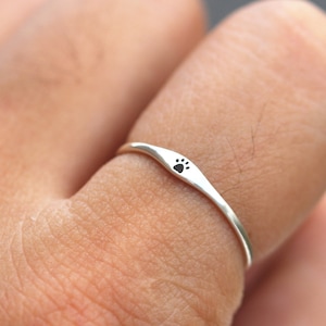 Sterling Silver Paw Print Ring: Pet Memorial Jewelry