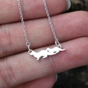 solid 925 silver custom family Sea Otter necklace,otter jewelry silver,custom animal lover necklace,jewelry,Personalized family necklace