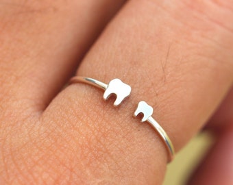 Tooth ring in sterling silver,Teeth Tooth jewelry,adjustable ring,midi ring,silver handmade jewelry
