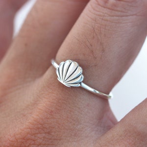 solide 925 Sterling Silber Muschel Ring, Strand Muschel Ring, Muschel Ring,Ozean Ring, Geschenk für sie