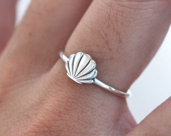 solid 925 sterling silver Shell Ring,Beach Shell ring,Seashell ring,Ocean ring,sea jewelry,gift for her