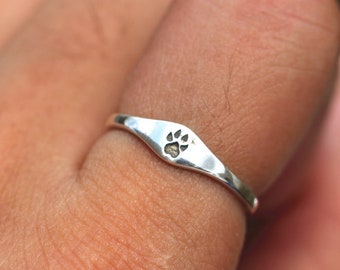 925 silver foot ring,Horse Hoof Ring,silver paw ring,Footprint Ring,Wolf Foot Ring,silver Paw Ring,bear,tiger,fox foot ring