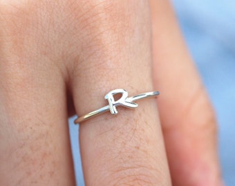Stackable Initial Ring,Dainty Letter ring,monogram jewelry,personalized initial Ring,Dainty Custom Name Jewelry,Minimal ring,925 silver RING