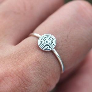 solid 925 silver Hekate&#39;s magic Strophalos ring,Wheel of Hecate symbol jewelry,talisman jewelry,silver ring,unique ring