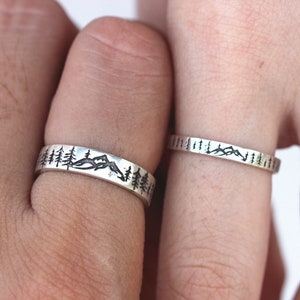 massief 925 zilveren groenblijvende boomring natuurring bosring bergring, bergsieraden, unieke ring, kerstcadeau