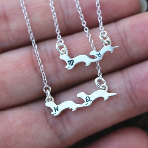 solid 925 silver custom family Sea Otter necklace,custom zodiac necklace,you and me jewelry,Personalized Constellation necklace