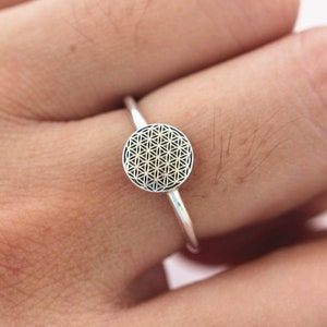 Flower of Life Ring: Sterling Silver Sacred Geometry Mandala
