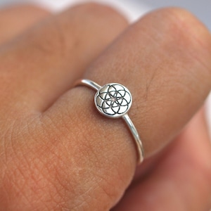 Sterling Silver Flower of Life Ring: Yoga Geometry Jewelry