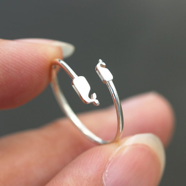 solid 925 silver famliy whale ring,mother daughter ring,silver ring,Mom and Baby ring,Mom and Me jewelry,Mom and Me,animal lover jewelry